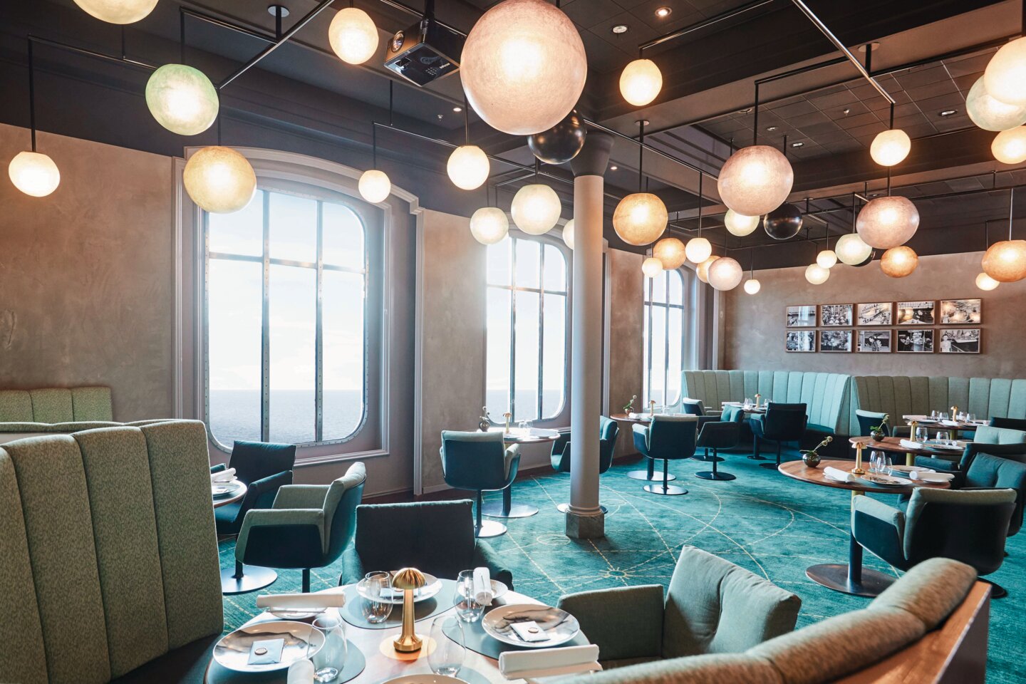 The Globe by Kevin Fehling restaurant on board the Europa, overlooking the dining room